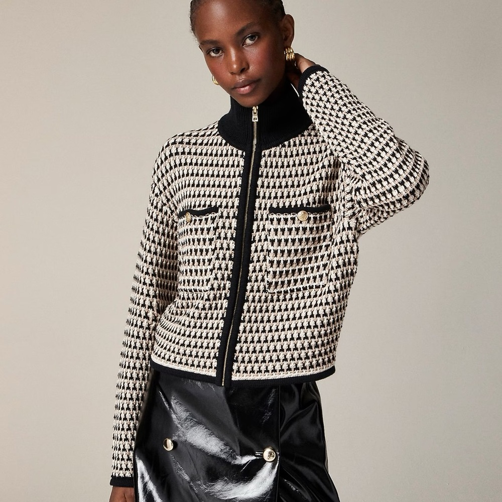 J. Crew Jacquard sweater-jacket‎